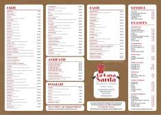 Menu La Casa Sarda